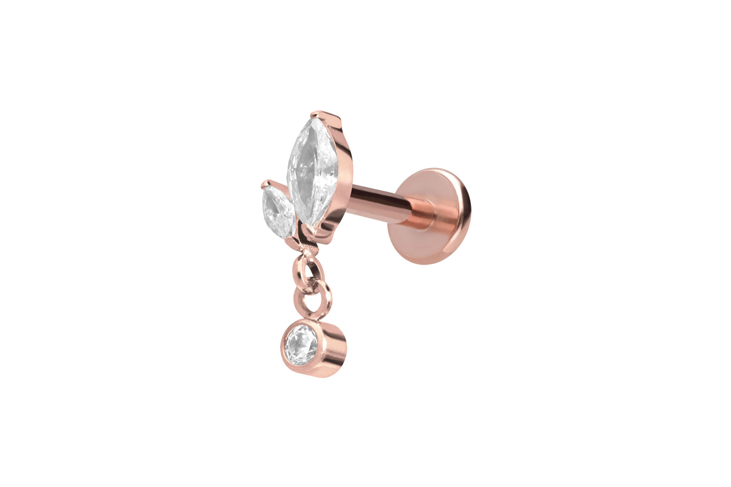 Titan Labret Piercing mit Innengewinde KNOSPE + KRISTALL